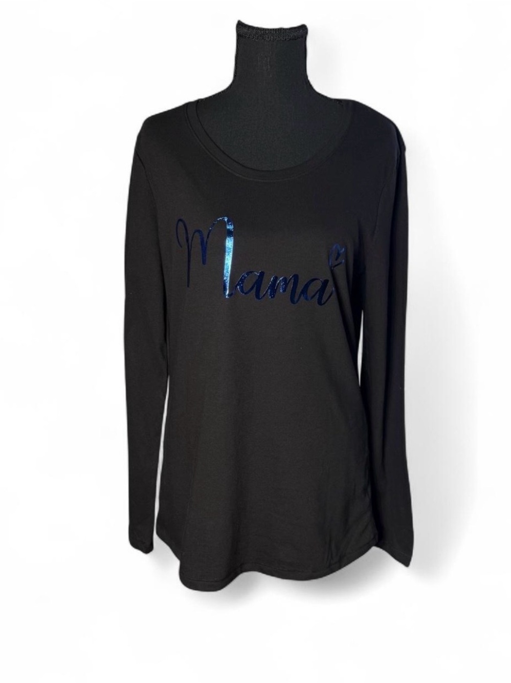 Custom Blue Foil Metallic "Mama" Long Sleeve Shirt Size XL NEW